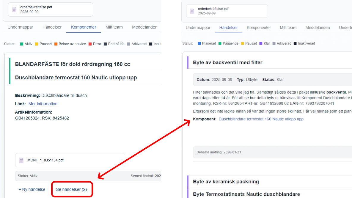 Koppla service, kontroller och underhåll